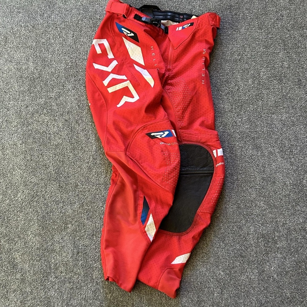 FXR Helium Pants Mens 30 Red MX Motocross Racing Leather Knee Ventilated
